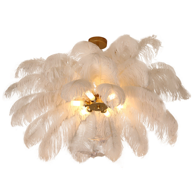 Feather pendant lamp for bedroom lighting
